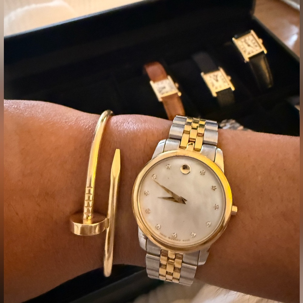 Movado classic museum Gold and Silver Women's Watch with mother of pearl face